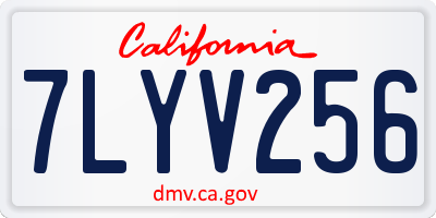 CA license plate 7LYV256