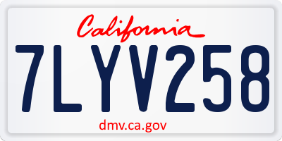 CA license plate 7LYV258