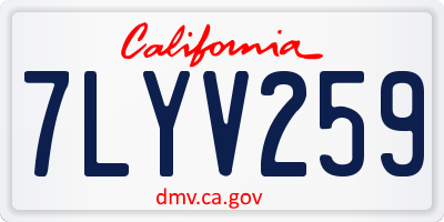 CA license plate 7LYV259