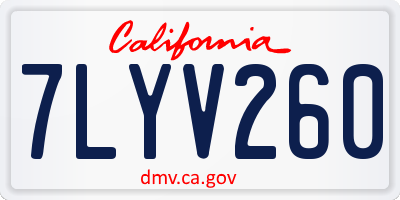 CA license plate 7LYV260