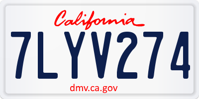 CA license plate 7LYV274