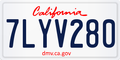 CA license plate 7LYV280