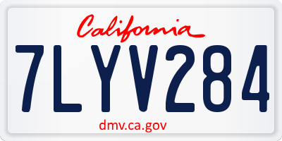 CA license plate 7LYV284