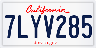 CA license plate 7LYV285