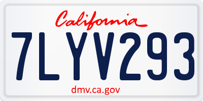 CA license plate 7LYV293