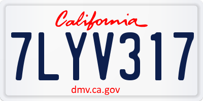 CA license plate 7LYV317