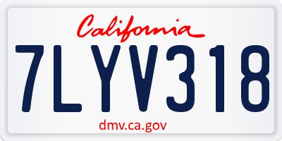 CA license plate 7LYV318
