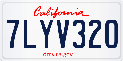 CA license plate 7LYV320
