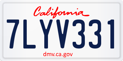 CA license plate 7LYV331