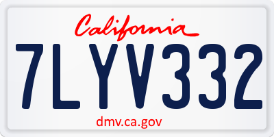 CA license plate 7LYV332