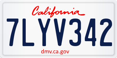 CA license plate 7LYV342