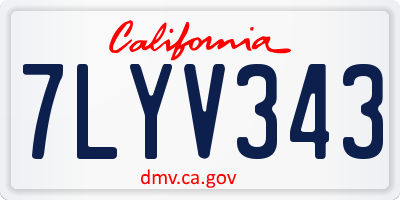 CA license plate 7LYV343