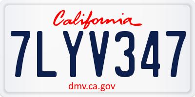 CA license plate 7LYV347