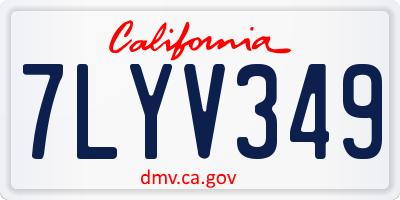 CA license plate 7LYV349