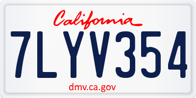 CA license plate 7LYV354