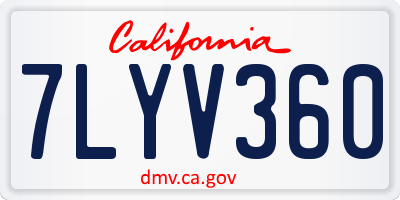 CA license plate 7LYV360