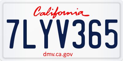 CA license plate 7LYV365