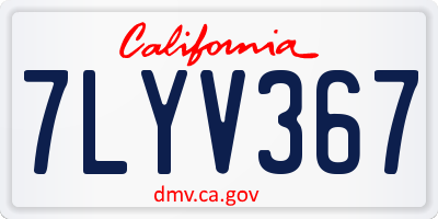 CA license plate 7LYV367
