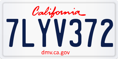 CA license plate 7LYV372