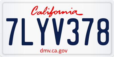 CA license plate 7LYV378