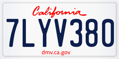 CA license plate 7LYV380