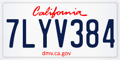 CA license plate 7LYV384