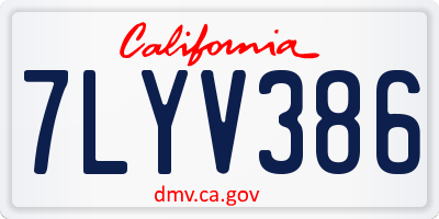 CA license plate 7LYV386