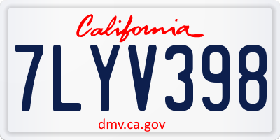 CA license plate 7LYV398