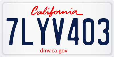 CA license plate 7LYV403