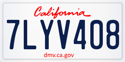 CA license plate 7LYV408