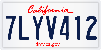 CA license plate 7LYV412
