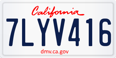 CA license plate 7LYV416