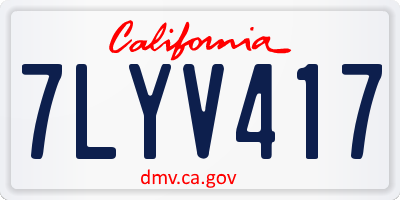CA license plate 7LYV417