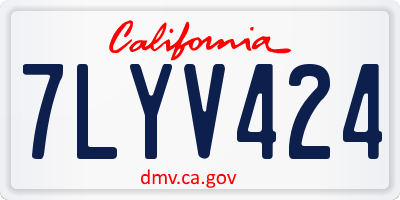 CA license plate 7LYV424