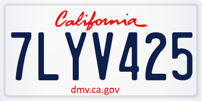 CA license plate 7LYV425
