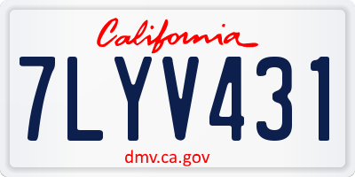 CA license plate 7LYV431