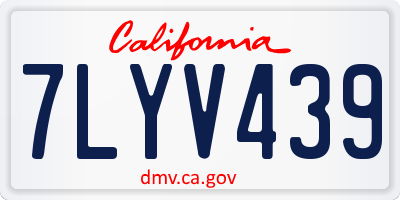 CA license plate 7LYV439