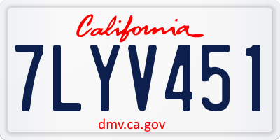 CA license plate 7LYV451