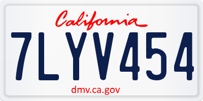 CA license plate 7LYV454