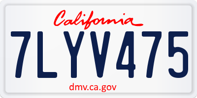 CA license plate 7LYV475