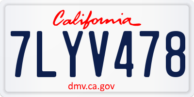 CA license plate 7LYV478