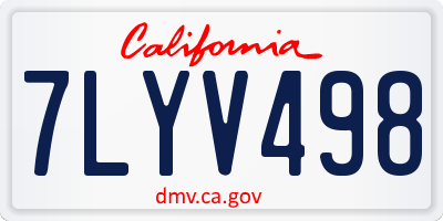 CA license plate 7LYV498