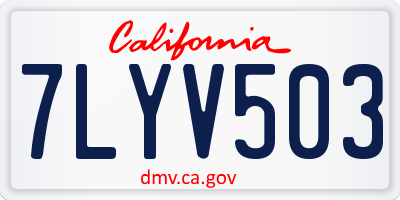 CA license plate 7LYV503