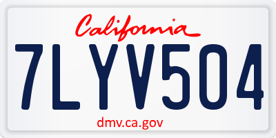 CA license plate 7LYV504