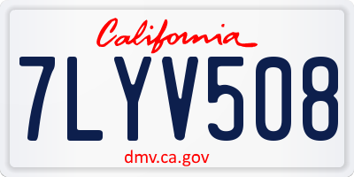 CA license plate 7LYV508