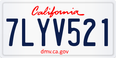 CA license plate 7LYV521