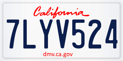 CA license plate 7LYV524