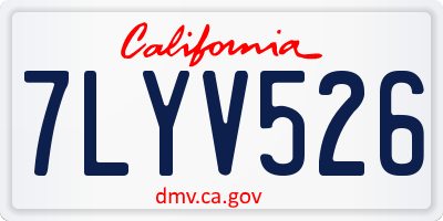 CA license plate 7LYV526