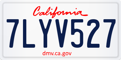 CA license plate 7LYV527