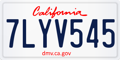 CA license plate 7LYV545
